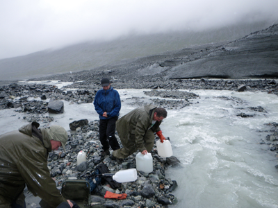 Glacier meltwater sampling in Alaska